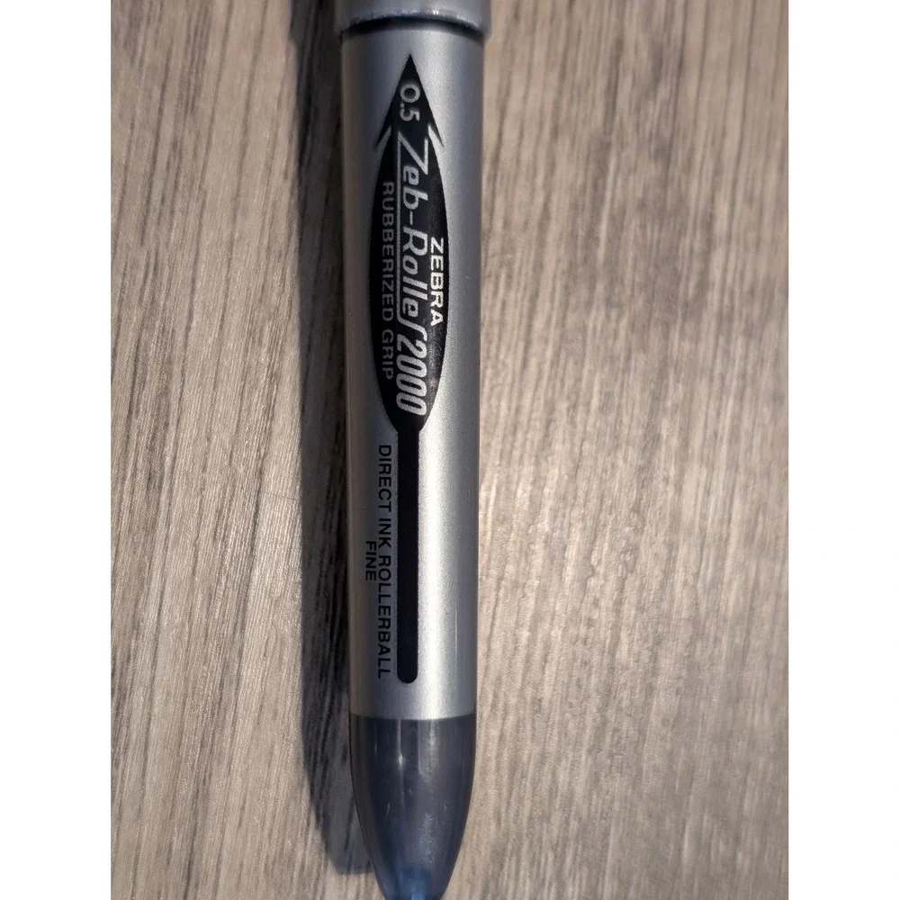 Zebra Zeb-Roller 2000 Rollerball Pen 0.5mm Fine Black Ink Silver Made Japan RARE